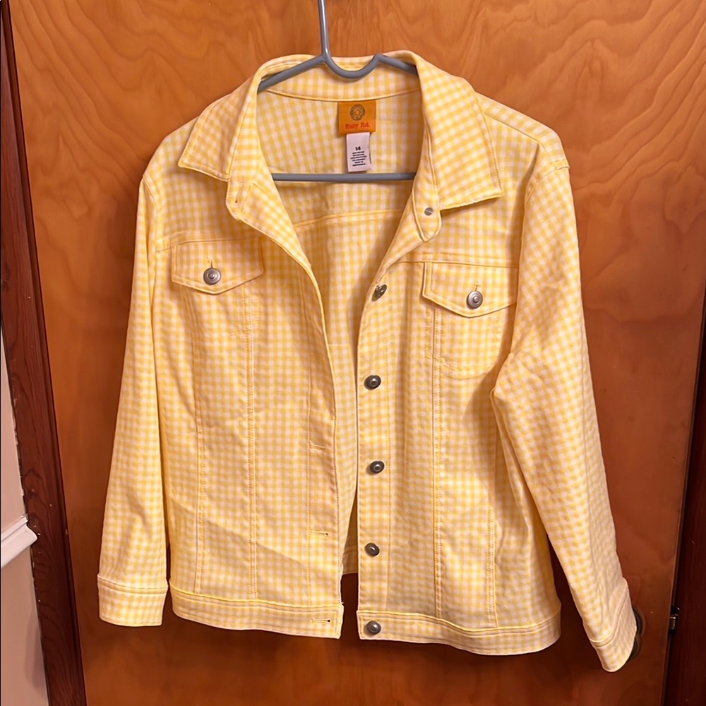 Ruby Rd Yellow Gingham Jacket Size 14 - image 1